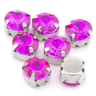 Стразы в цапах Круглые огранка 8 мм Розовый 10 шт.