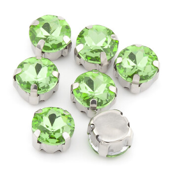 Стразы в цапах Круглые огранка 8 мм Салатовый 10 шт.