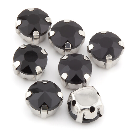 Стразы в цапах Круглые огранка 10 мм Черный 10 шт.