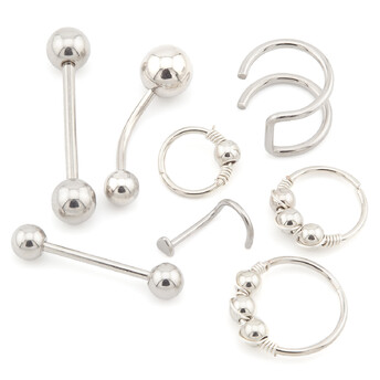 Набор подарочный Пирсинга металлического, всего 8шт., цвет Серебристый