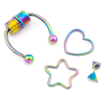 Набор подарочный Пирсинга металлического, всего 3шт., цвет Радужный