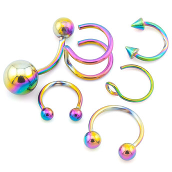 Набор подарочный Пирсинга металлического, всего 6шт., цвет Радужный