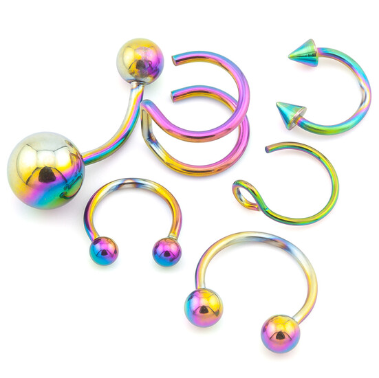 Набор подарочный Пирсинга металлического, всего 6шт., цвет Радужный