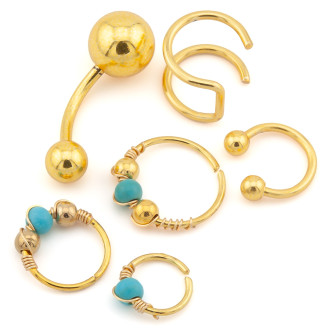 Набор подарочный Пирсинга металлического, всего 6шт., цвет Золотистый