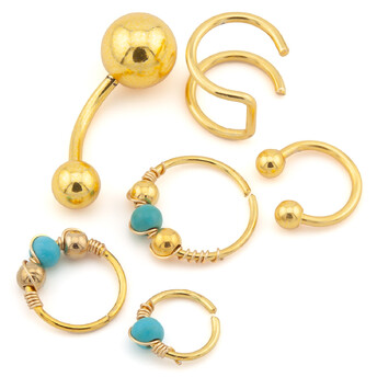 Набор подарочный Пирсинга металлического, всего 6шт., цвет Золотистый