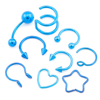 Набор подарочный Пирсинга металлического, всего 9шт., цвет Синий