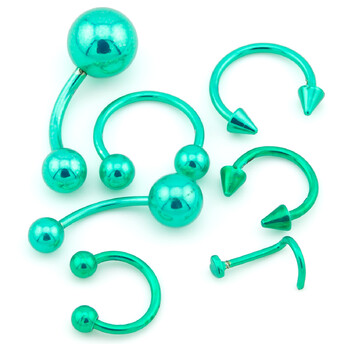 Набор подарочный Пирсинга металлического, всего 7шт., цвет Зеленый