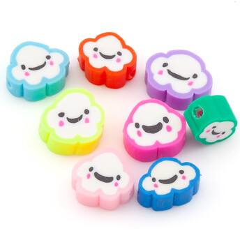 Бусины из полимерной глины Cloud Smiley Face 10х8х4,5 мм Разные цвета 10 шт.