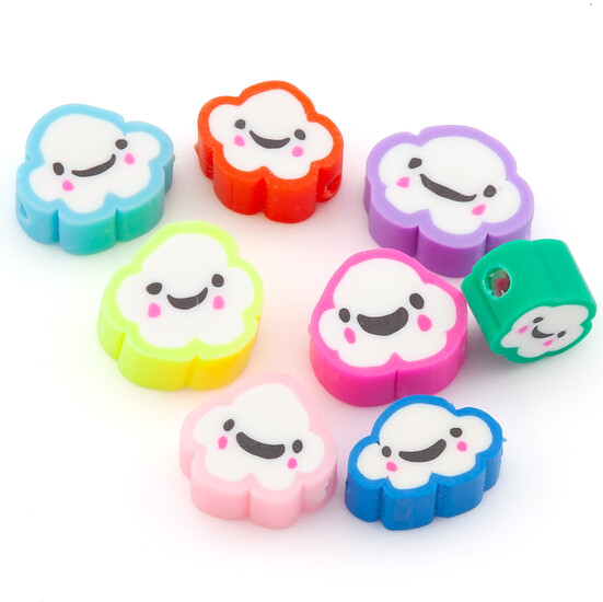 Бусины из полимерной глины Cloud Smiley Face 10х8х4,5 мм Разные цвета 10 шт.