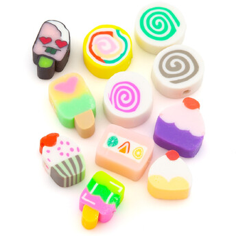 Бусины из полимерной глины Cake Candy 9-12х4-5 мм Разные цвета 10 шт.