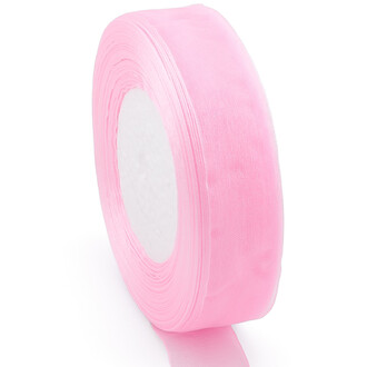 Лента органза 2,5 см Розовый светлый 1 рулон +-45 м