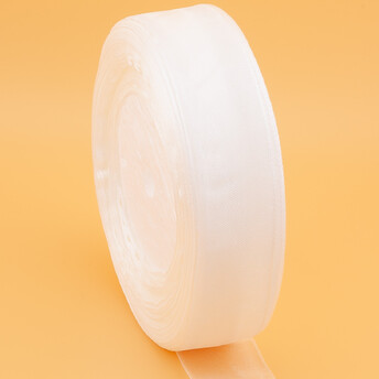 Лента органза 2,5 см Белый 1 рулон +-45 м