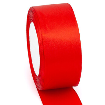 Лента атласная 4 см Красный 1 рулон +-23 м