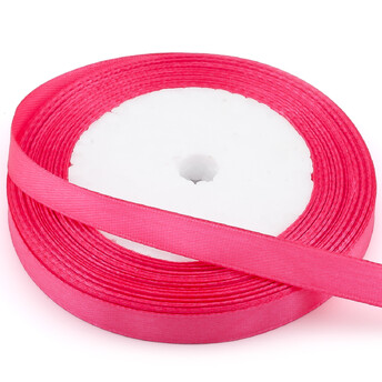 Лента атласная 1 см Розовый 1 рулон +-23 м