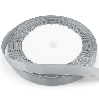Лента атласная 1 см Серый 1 рулон +-23 м