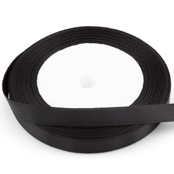 Лента атласная 1 см Черный 1 рулон +-23 м