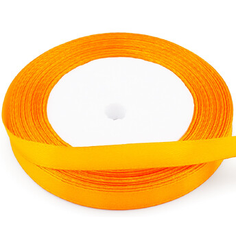 Лента атласная 1 см Оранжевый 1 рулон +-23 м