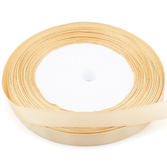 Лента атласная 1 см Бежевый 1 рулон +-23 м