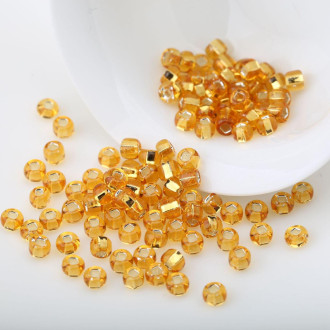 Бисер парчовый с квадратным отверстием 2 мм 50 г Золотистый