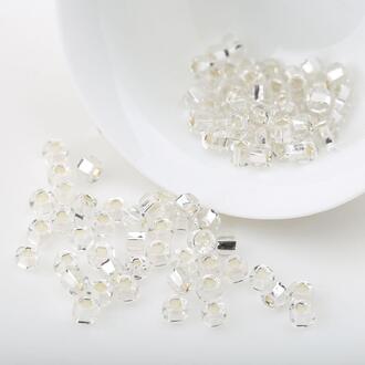 Бисер парчовый с квадратным отверстием 2 мм 50 г Серебристый