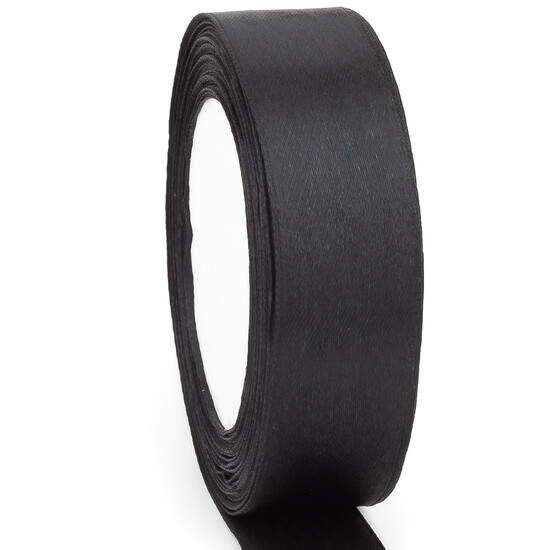 Лента атласная 2,5 см Черный 1 рулон +-23 м