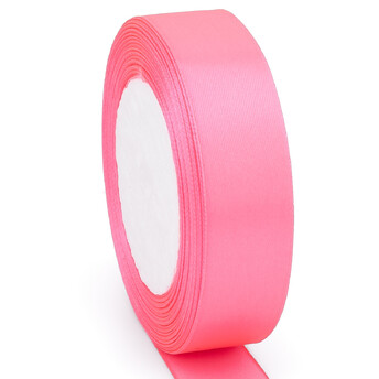 Лента атласная 2,5 см Розовый яркий 1 рулон +-23 м