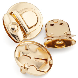 Замок для сумки круглый с клавишей 31 мм 1 шт. Золотистый