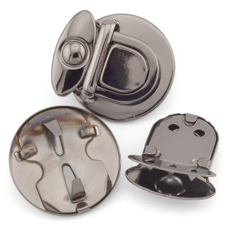 Замок для сумки круглый с клавишей 31 мм 1 шт. Черный Никель