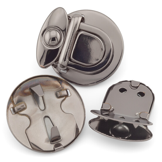 Замок для сумки круглый с клавишей 31 мм 1 шт. Черный Никель