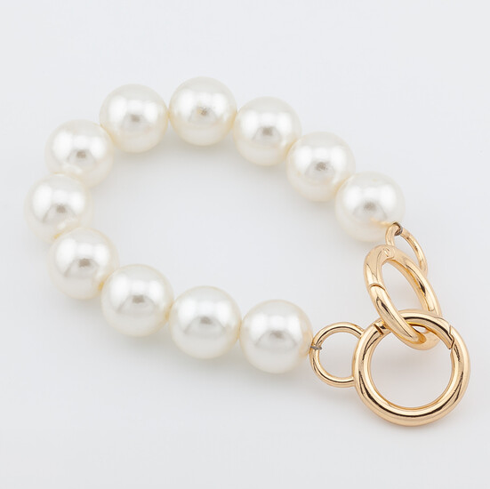 Ручка жемчужная для сумки 26х1,75 см карабин 24 мм 1 шт. Золотистый