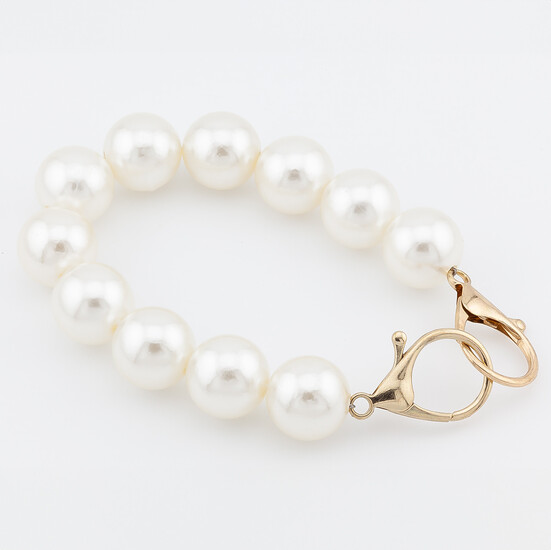 Ручка жемчужная для сумки 24х1,75 см карабин 24 мм 1 шт. Золотистый