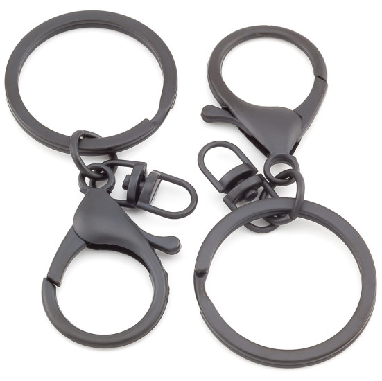 Карабин с кольцом основа для брелка 1 шт. карабин 20 мм кольцо 30 мм длина 67 мм Черный