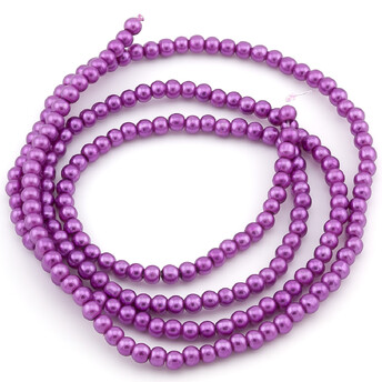 Бусины стекло под жемчуг Шар 3 мм ±210 шт. 62 см Лиловый