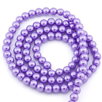 Бусины стекло под жемчуг Шар 8 мм ±105 шт. 80 см Лавандовый