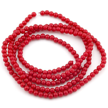 Бусины стекло под жемчуг Шар 4 мм ±210 шт. 80 см Красный