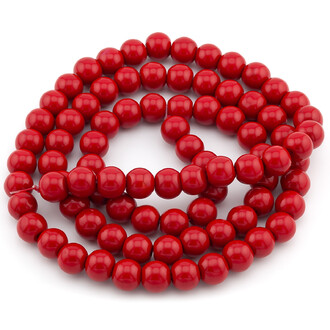 Бусины стекло под жемчуг Шар 10 мм ±90 шт. 80 см Красный