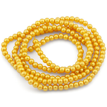Бусины стекло под жемчуг Шар 4 мм ±210 шт. 80 см 56 Желтый