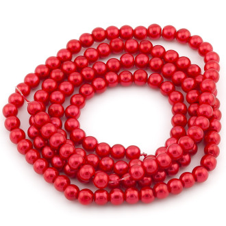 Бусины стекло под жемчуг Шар 6 мм ±140 шт. 80 см Красный