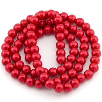 Бусины стекло под жемчуг Шар 10 мм ±90 шт. 80 см Красный