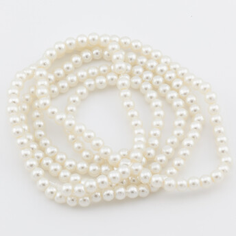 Бусины стекло под жемчуг Шар 4 мм ±210 шт. 80 см 02 Белый