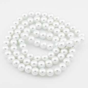 Бусины стекло под жемчуг Шар 10 мм ±90 шт. 80 см 01 Белый холодный