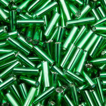 Бисер стеклярус 6 мм 25 г Изумрудный