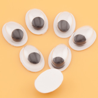 Глаза бегающие клеевые овальные 8х10 мм 75 пар