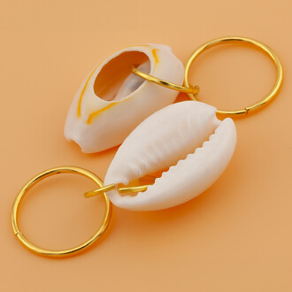 Подвеска Ракушка с кольцом, 10шт., размер 17-20мм, цвет Белый/Золотистый