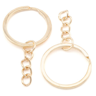 Основа для брелка колечко с цепью 28х53 мм Золотистый 10 шт.