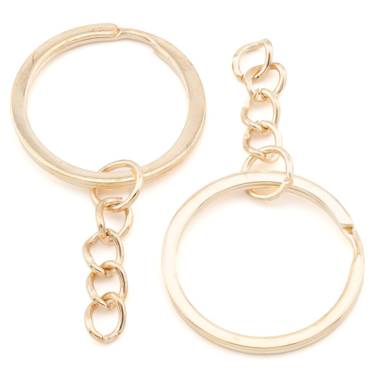 Основа для брелка колечко с цепью 28х53 мм Золотистый 10 шт.