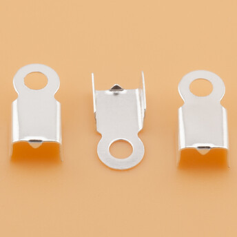 Зажим для шнуров окончание 3х6 мм Серебристый +-200 шт.