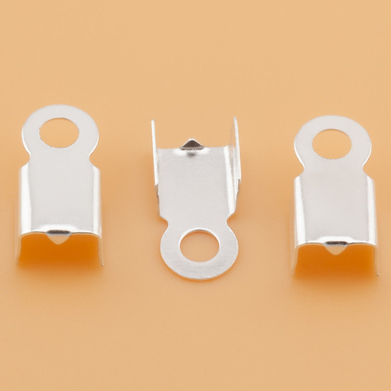 Зажим для шнуров окончание 3х6 мм Серебристый +-200 шт.