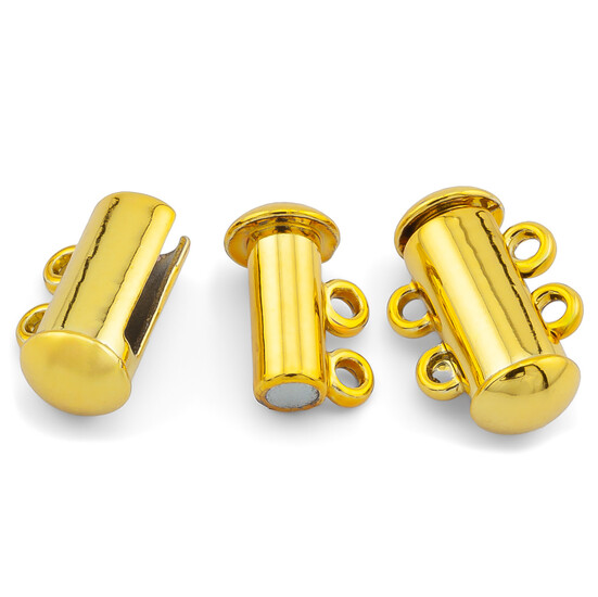 Замок магнитный на 2 нити слайдер 15 мм Золото яркое 1 шт.