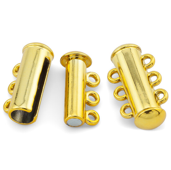 Замок магнитный на 3 нити слайдер 20 мм Золото яркое 1 шт.